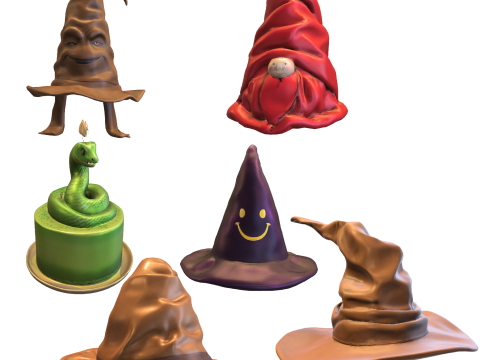 Pack Hats Mystic Fantasy Props Model 3D