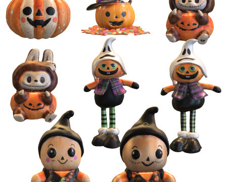 Halloween Pumpkin Pack Cute 3D Модель