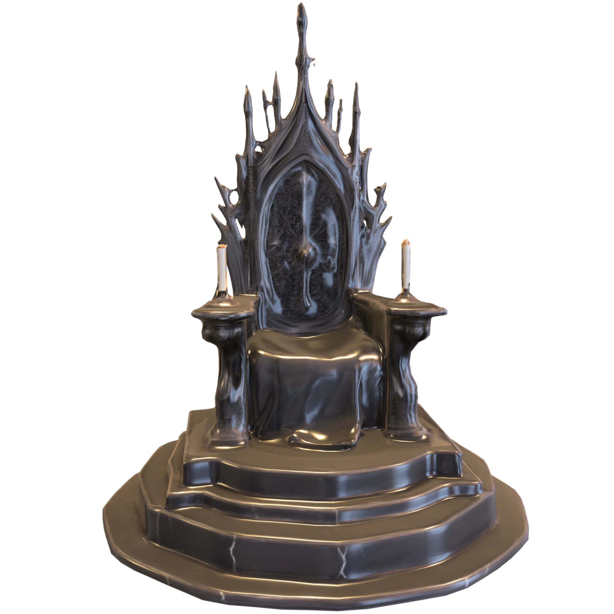 Dark Gothic Thrones 3D Model .c4d .max .obj .3ds .fbx .stl .blend 