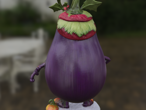 Wesoły charakter bakłażana Model 3D