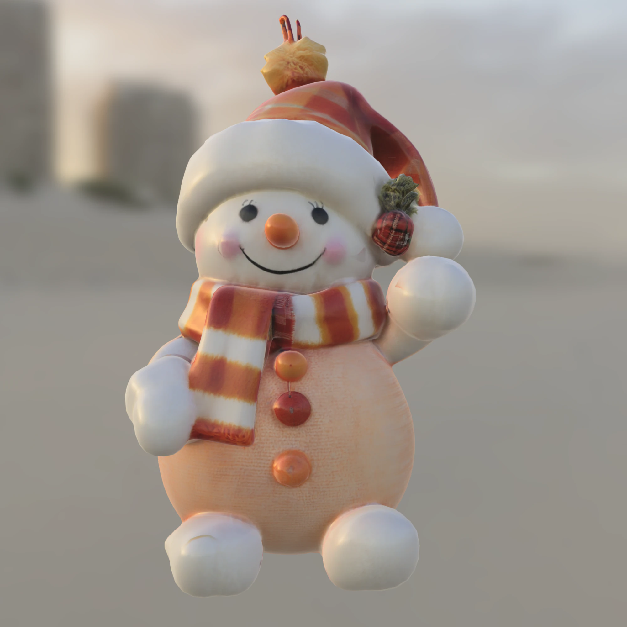 Cute Snowman 3D Model .c4d .max .obj .3ds .fbx .stl .blend 