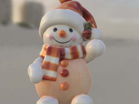 प्यारा स्नोमैन 3D मॉडल