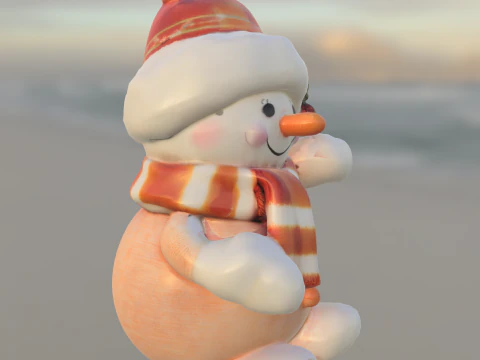 Cute Snowman 3D Model