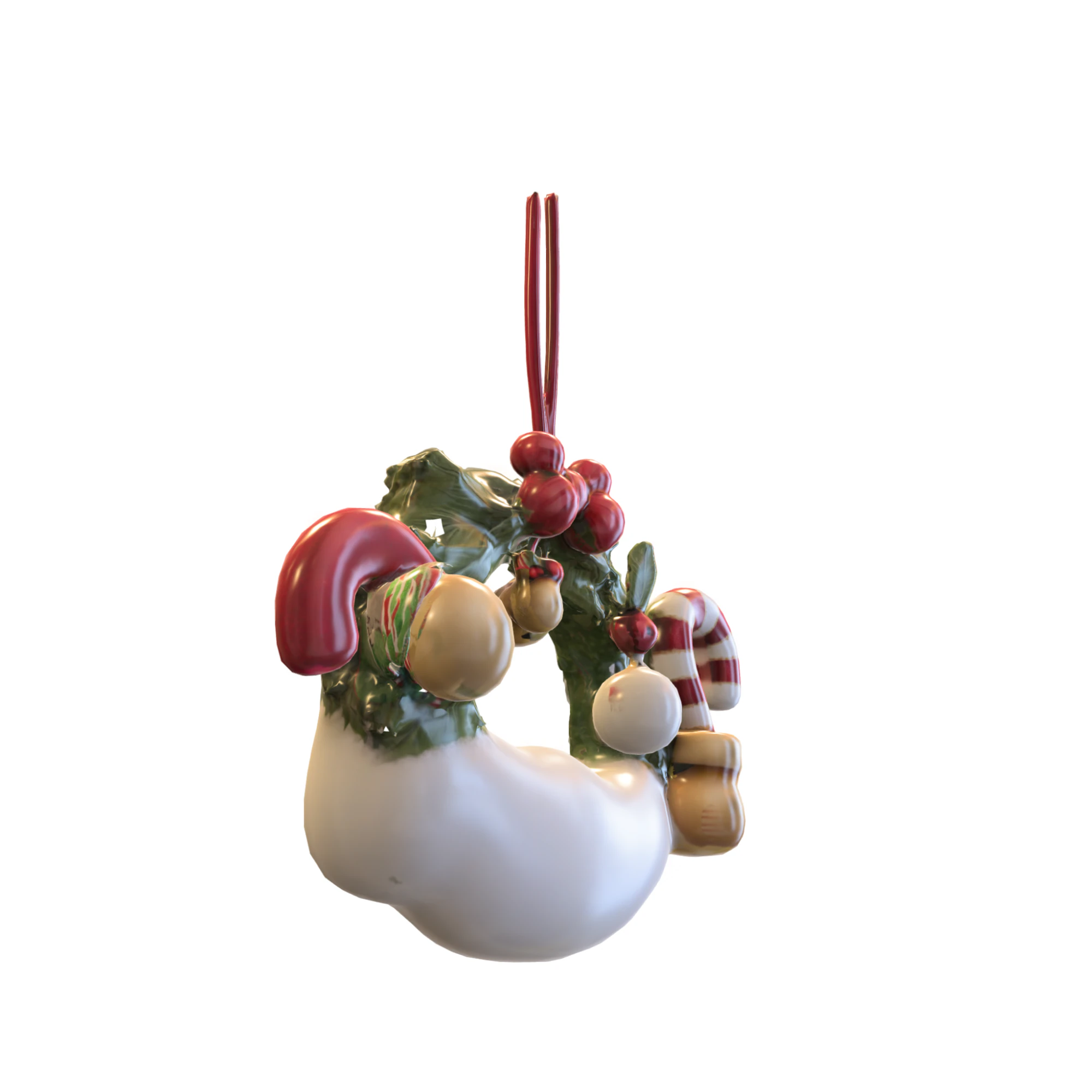 Christmas wreath 3D Model .c4d .max .obj .3ds .fbx .stl .blend 
