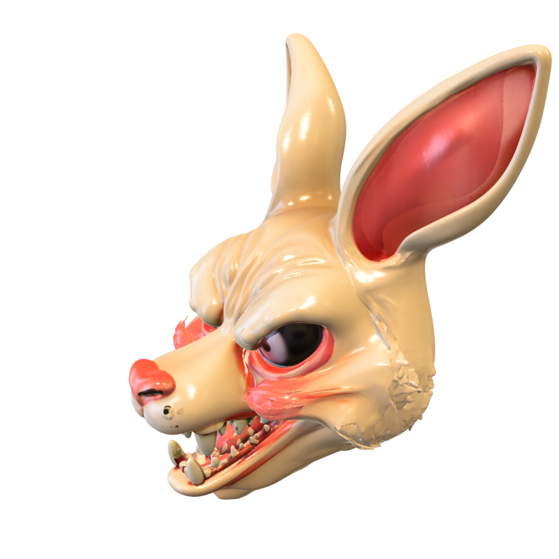 恶魔兔子面具 3D 模型 .c4d .max .obj .3ds .fbx .stl .blend