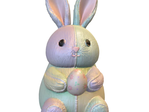Pastel Easter Bunny Plush Figurine 3D Model