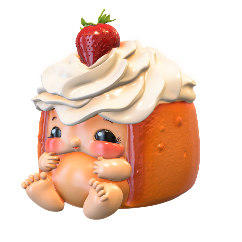 Manisan Krim Stroberi Model 3D .c4d .max .obj .3ds .fbx .stl .blend 