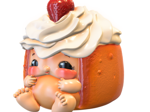 Erdbeer-Sahne-Süßling 3D Modell