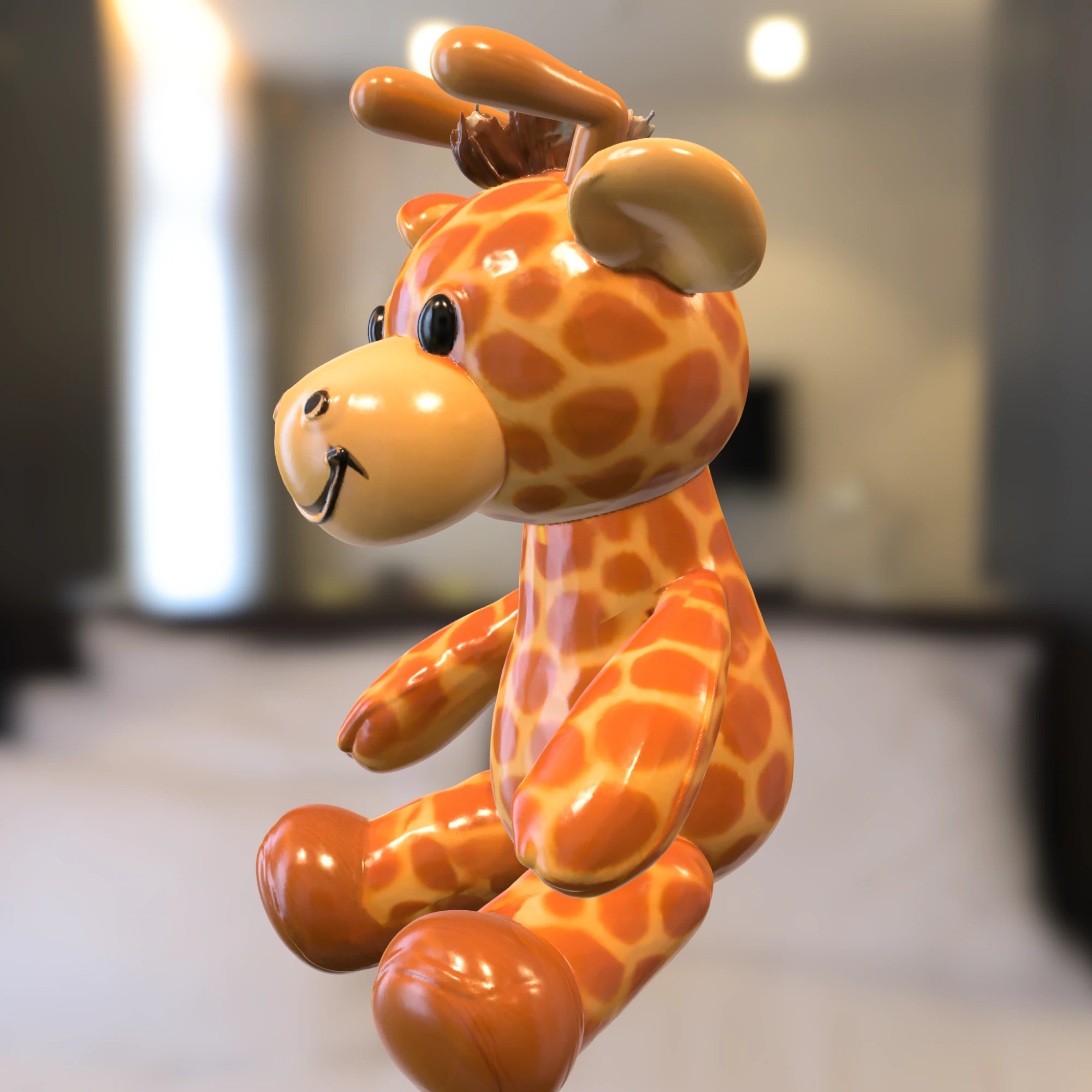 Cute Giraffe Plush Toy 3D Model .c4d .max .obj .3ds .fbx .stl .blend 