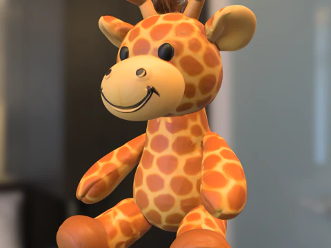 Cute Giraffe Plush Toy 3D Model