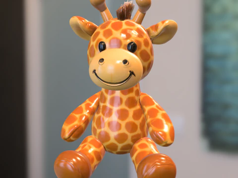 Cute Giraffe Plush Toy 3D Model