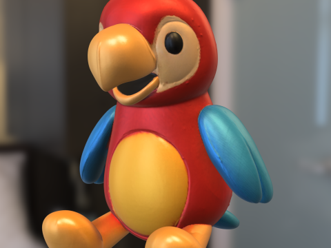 Colorful Cartoon Parrot 3D Model