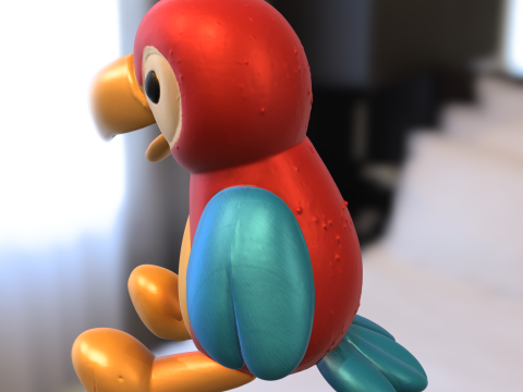 Burung Beo Kartun Berwarna Model 3D