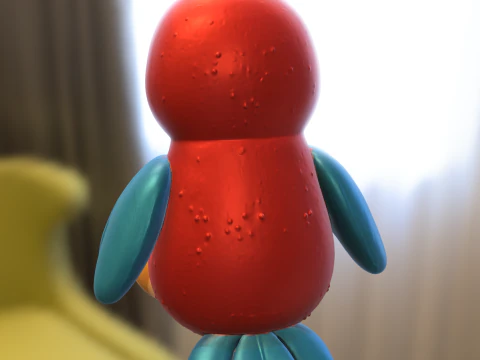 Colorful Cartoon Parrot 3D Model