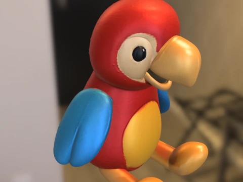 Colorful Cartoon Parrot 3D Model