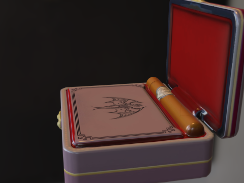 Caixa de charutos estilizada premium com tampa decorativa Modelo 3D