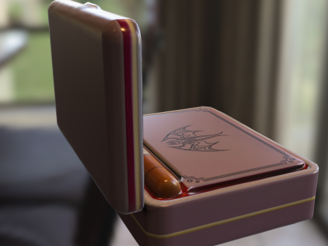 Caixa de charutos estilizada premium com tampa decorativa Modelo 3D