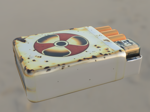 Post-apocalyptische geroeste metalen munitiekist-sigaar 3D Model