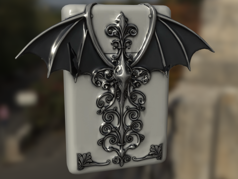 Caja ornamental con emblema de murciélago gótico Modelo 3D