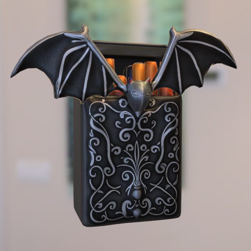 哥特式蝙蝠装饰烟盒 3D 模型 .c4d .max .obj .3ds .fbx .stl .blend 