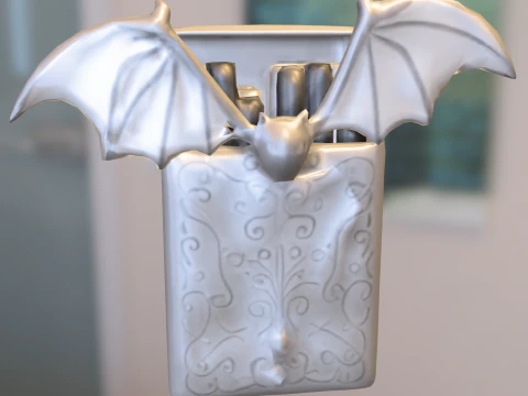 Gothic Bat Ornamental Cigarette Case 3D Model