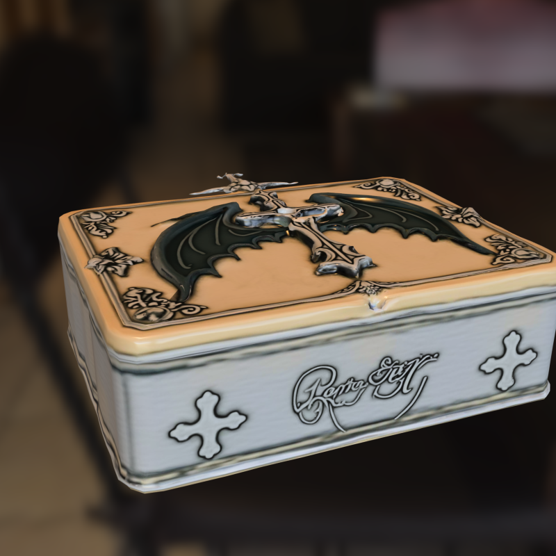 Декоративна коробка для зберігання з готичним хрестом із кажаном 3D Модель .c4d .max .obj .3ds .fbx .stl .blend 