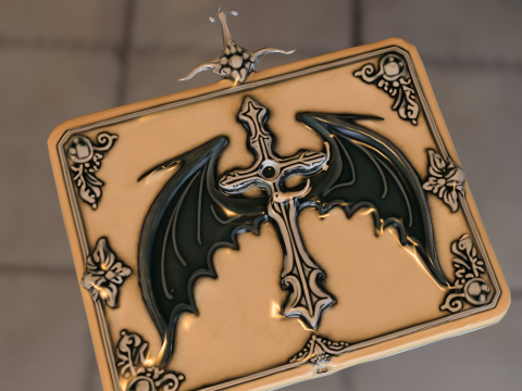 Декоративна коробка для зберігання з готичним хрестом із кажаном 3D Модель