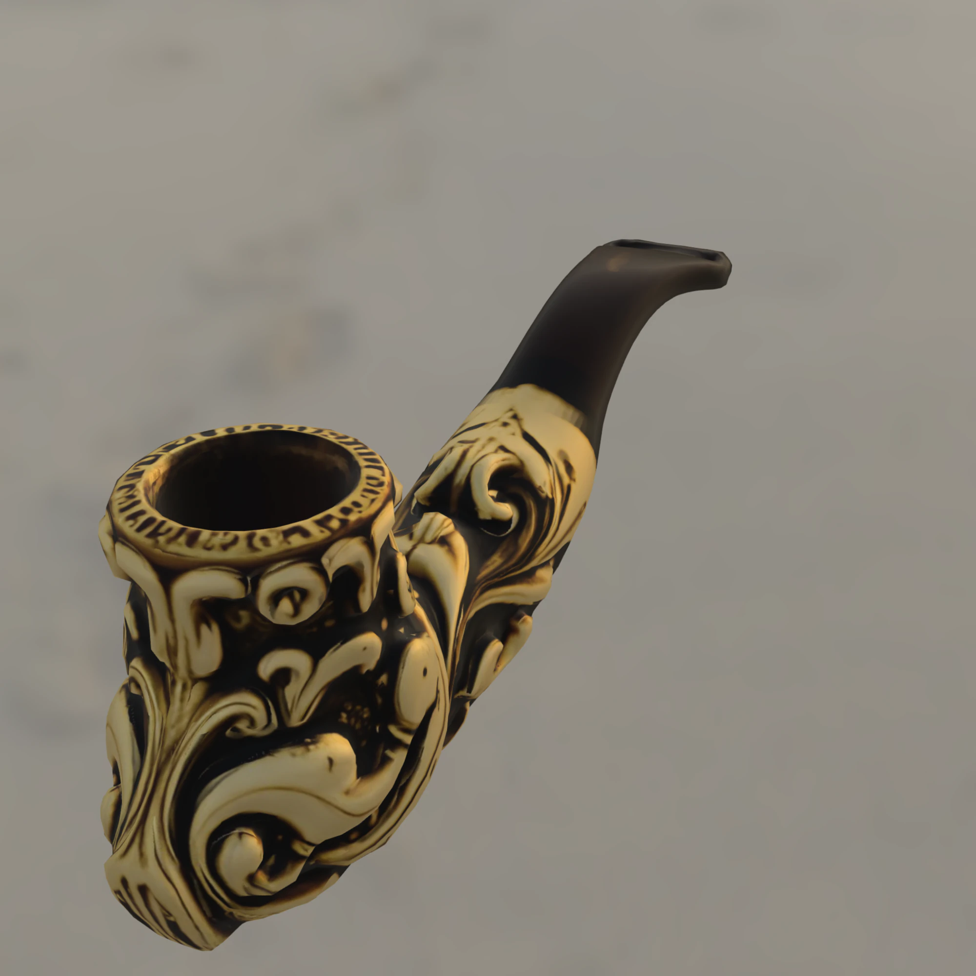 Baroque Ornamental Smoking Pipe 3D Model .c4d .max .obj .3ds .fbx .stl .blend 