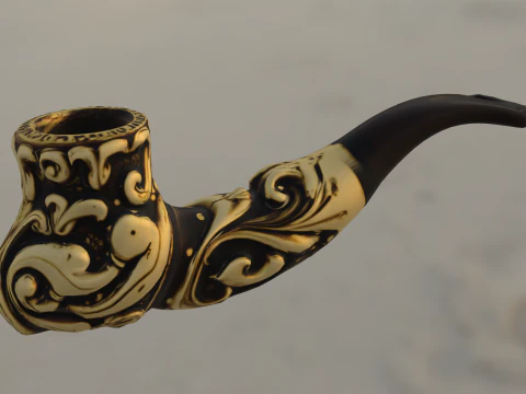 Baroque Ornamental Smoking Pipe 3D Model