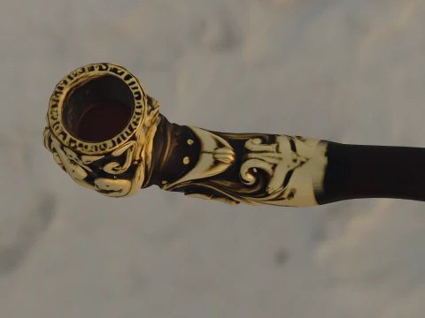 Baroque Ornamental Smoking Pipe 3D Model