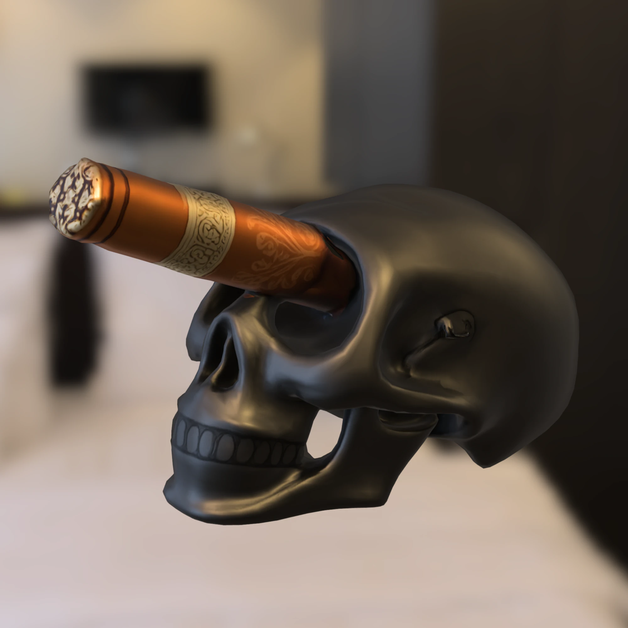 Skull Cigar Holder 3D Model .c4d .max .obj .3ds .fbx .stl .blend