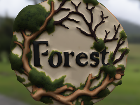 Emblema da natureza estilizado do emblema da floresta Modelo 3D