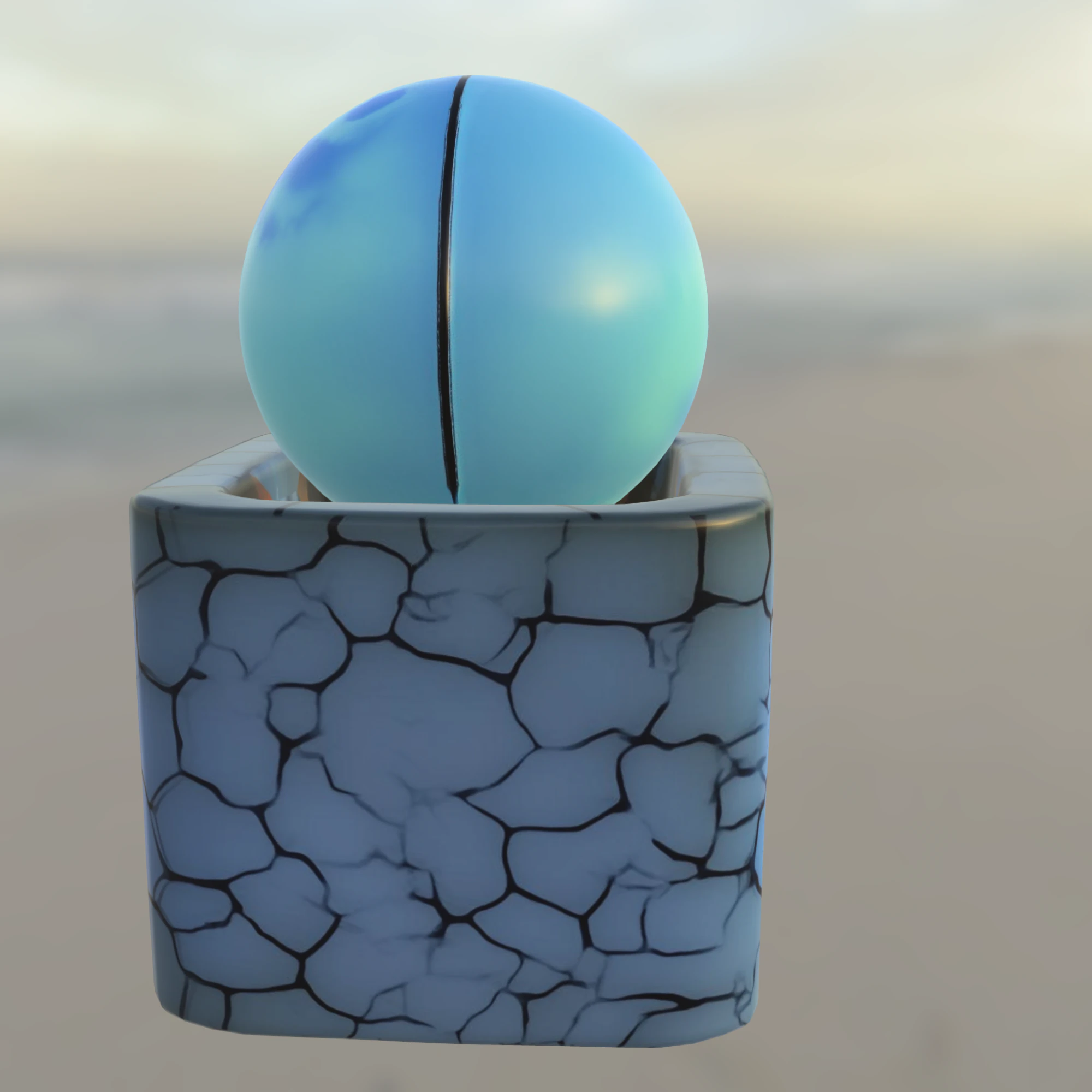 Blue moon Cracked Ceramic 3D Model .c4d .max .obj .3ds .fbx .stl .blend 