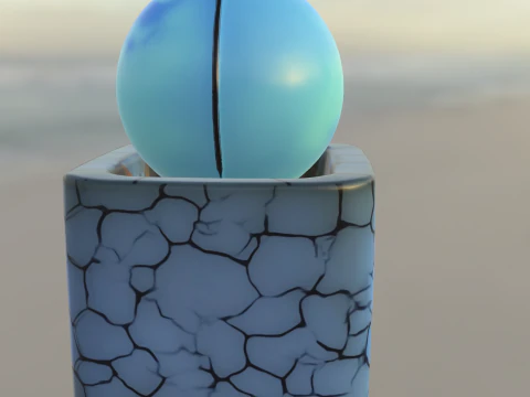 Blauer Mond aus rissiger Keramik 3D Modell