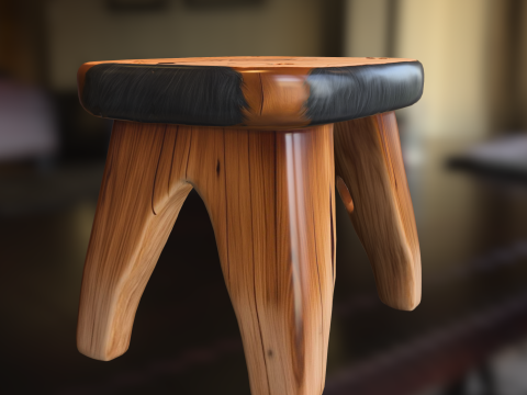 स्टाइलिश लकड़ी के मल संग्रह 3D मॉडल