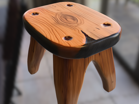 स्टाइलिश लकड़ी के मल संग्रह 3D मॉडल