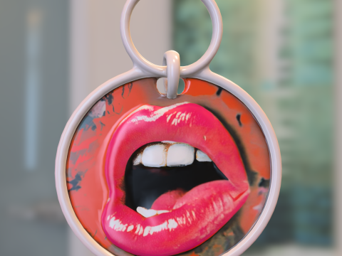 Gestileerde lippen en fruit sleutelhangerpakket 3D Model