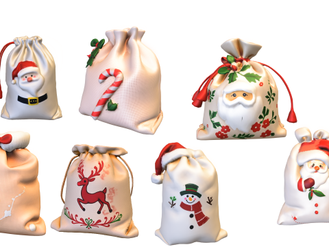 Christmas Santa Gift Bag Pack 3D Model