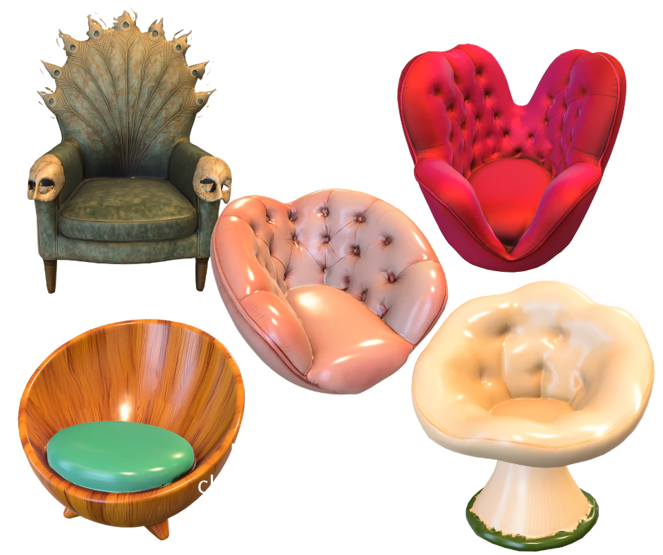 Pack Armchair 3D Model .c4d .max .obj .3ds .fbx .stl .blend