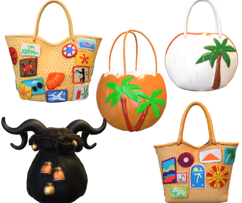 Pacote de 10 sacos Modelo 3D .c4d .max .obj .3ds .fbx .stl .blend