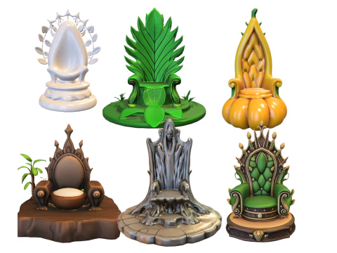 Pack tronen fauteuil 3D Model