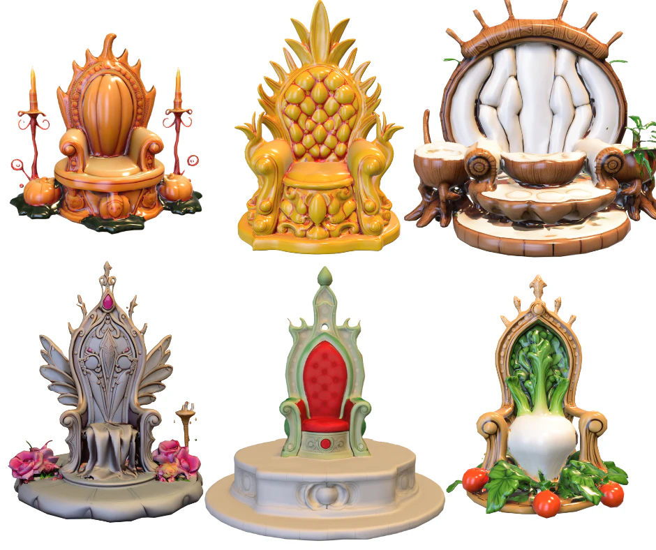 Fantasy Throne Pack Royal Nature Magical Thrones s Collection 3D Model .c4d .max .obj .3ds .fbx .stl .blend 