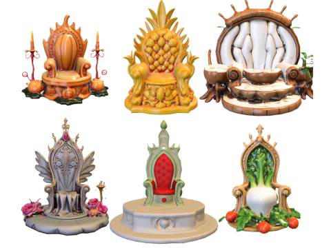 Fantasy Throne Pack Royal Nature Magical Thrones s Collection 3D Model
