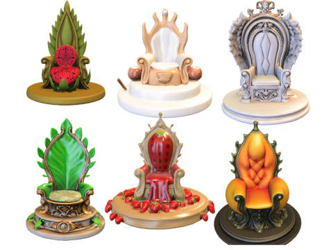 Fantasy Throne Pack Royal Nature Magical Thrones s Collection 3D Model