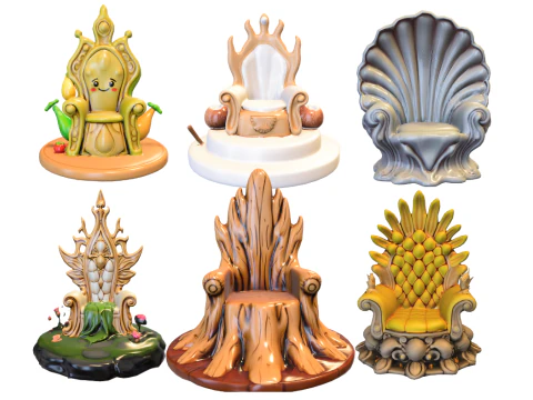 Fantasy Throne Pack Royal Nature Magical Thrones s Collection 3D Model