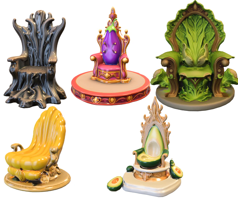 Fantasy Throne Pack 3D Model .c4d .max .obj .3ds .fbx .stl .blend