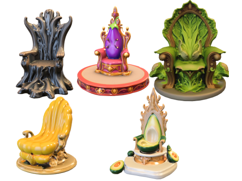 Fantasy Throne Pack 3D Model