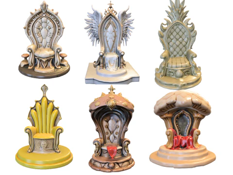 Fantasy Throne Pack 3D Model