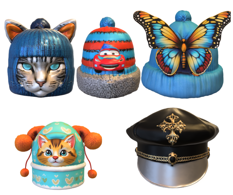 多种型号的套装无檐小便帽 3D 模型 .c4d .max .obj .3ds .fbx .stl .blend