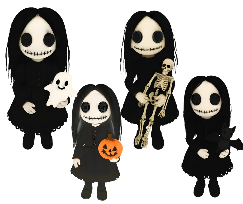 Cute Gothic Doll Collection 3D Model .c4d .max .obj .3ds .fbx .stl .blend 